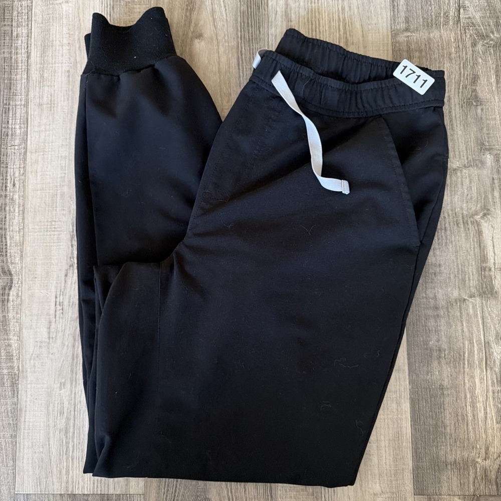 Figs Zamora Jogger Scrub Pants Black Women's Size L Technical Comfort